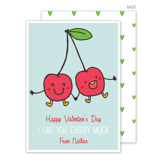 Blue Cherries Valentine Exchange Cards